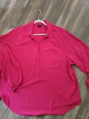 Torrid Fuchsia Split-Neck Blouse